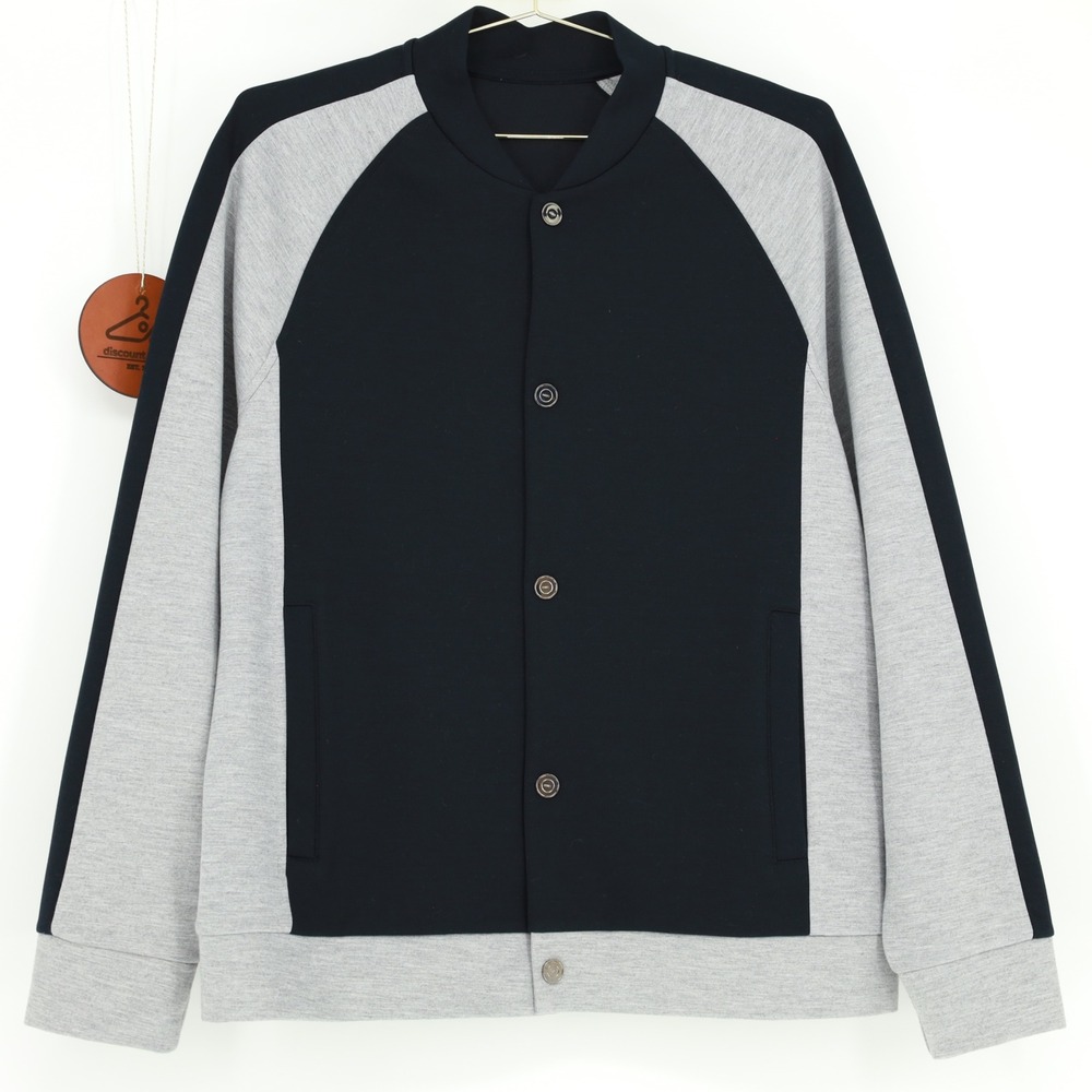 Reiss Pelham‎ Colorblock Jersey Bomber Jacket Navy Gray XL Pockets